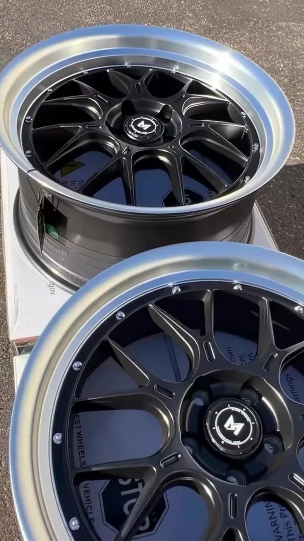 MFlow wheels in black with a machined lip, from @fw.wheels